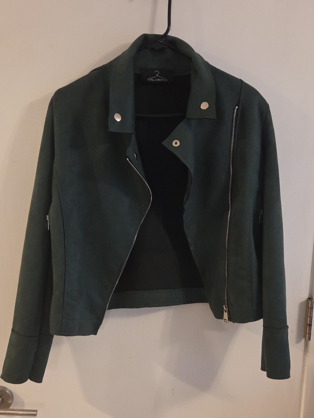 Italian Green Faux Suede Moto Jacket